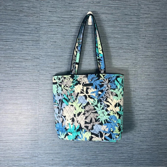 Vera Bradley | Essentials Tote Bag HandBag in Camo Floral Pattern Blue & Black - Picture 1 of 8